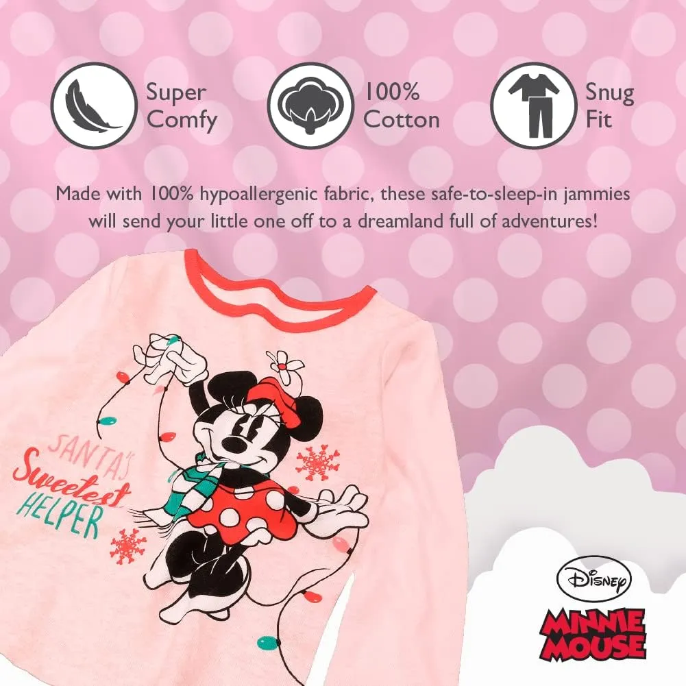 Disney Baby Girls' 2-Piece Snug-fit Cotton Pajama Set, Soft & Cute for Kids