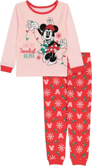 Disney Baby Girls' 2-Piece Snug-fit Cotton Pajama Set, Soft & Cute for Kids