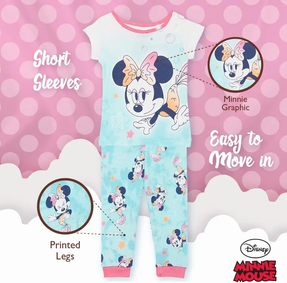 Disney Baby Girls' 2-Piece Snug-fit Cotton Pajama Set, Soft & Cute for Kids