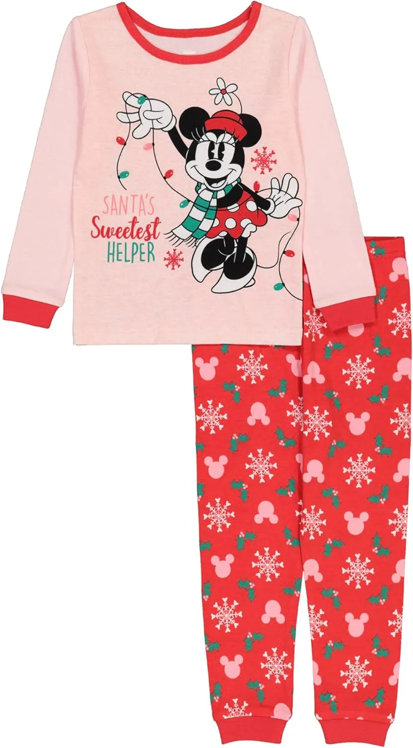 Disney Baby Girls' 2-Piece Snug-fit Cotton Pajama Set, Soft & Cute for Kids
