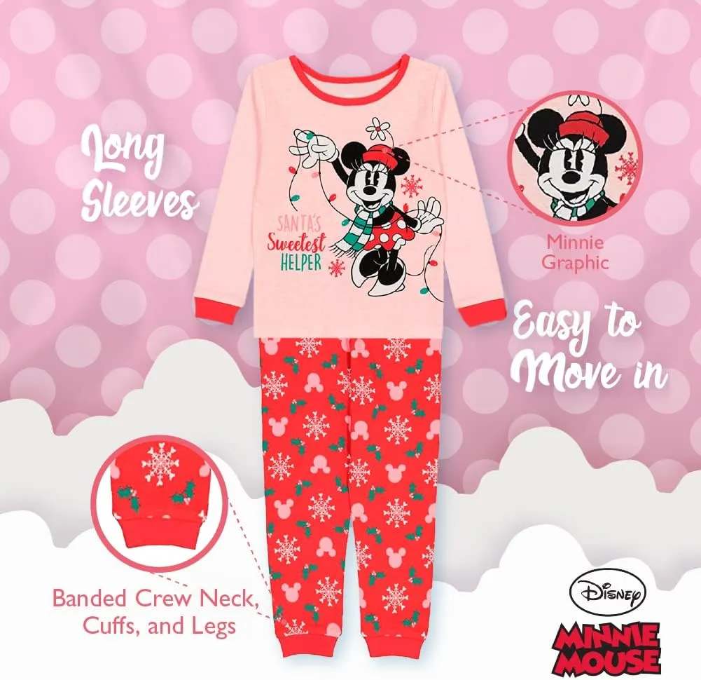 Disney Baby Girls' 2-Piece Snug-fit Cotton Pajama Set, Soft & Cute for Kids