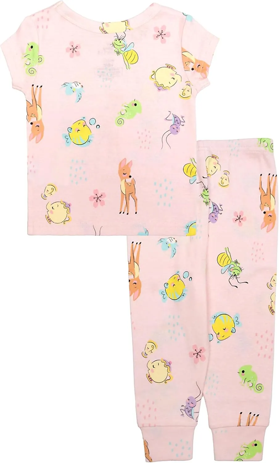 Disney Girls' 2-Piece Snug-fit Cotton Pajama Set, Soft & Cute for Kids