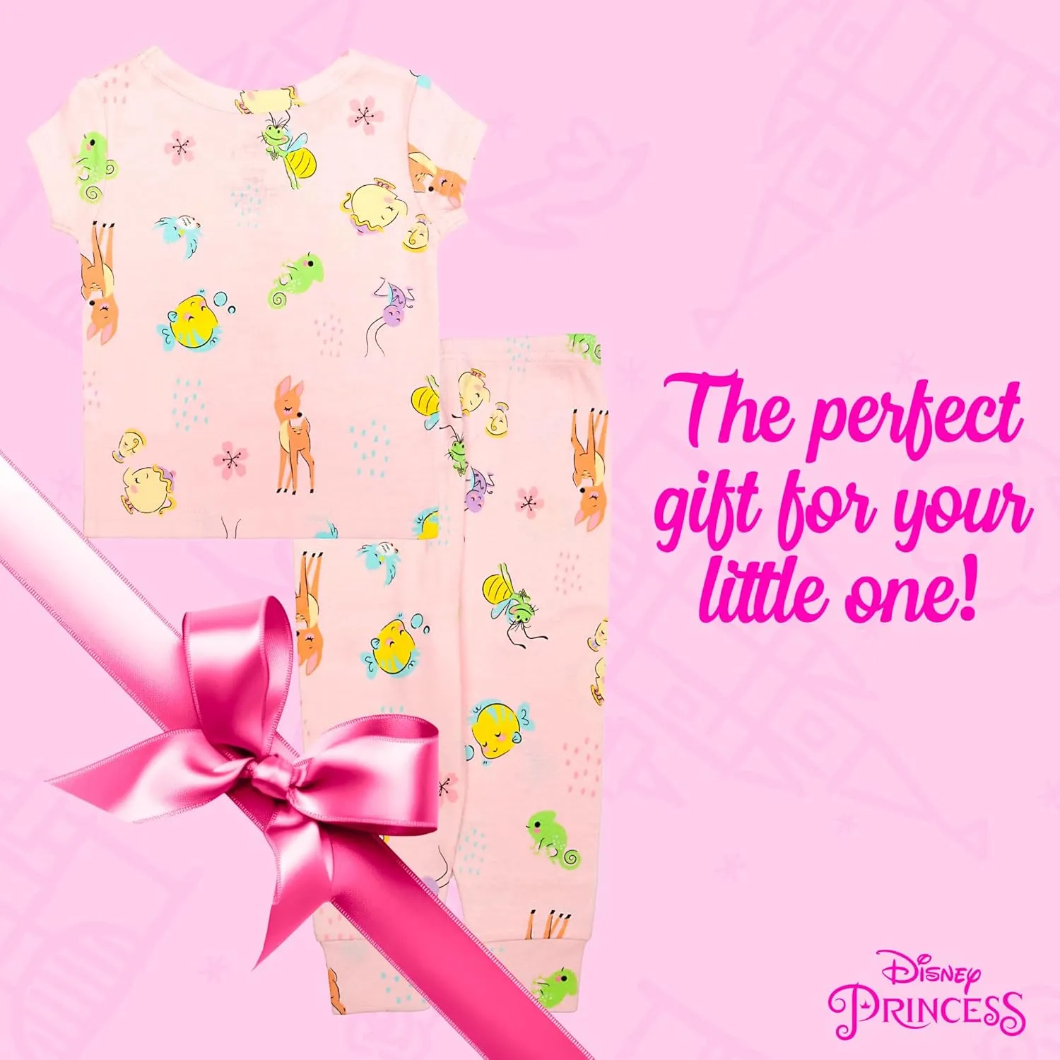 Disney Girls' 2-Piece Snug-fit Cotton Pajama Set, Soft & Cute for Kids