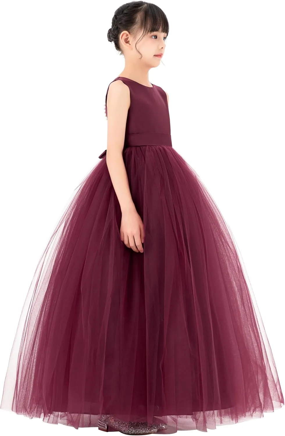 ekidsbridal Satin Heart Cutout Flower Girl Dresses Pearl Beaded Trim Pretty Princess P250