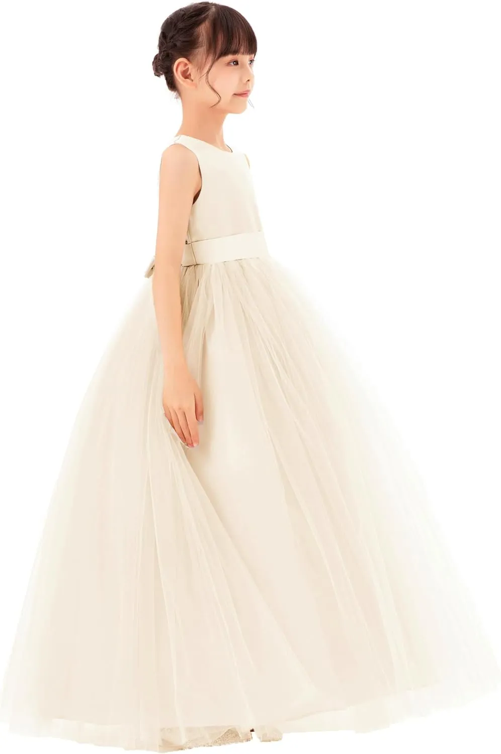 ekidsbridal Satin Heart Cutout Flower Girl Dresses Pearl Beaded Trim Pretty Princess P250