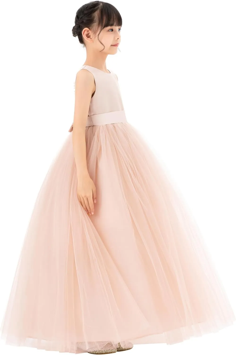 ekidsbridal Satin Heart Cutout Flower Girl Dresses Pearl Beaded Trim Pretty Princess P250