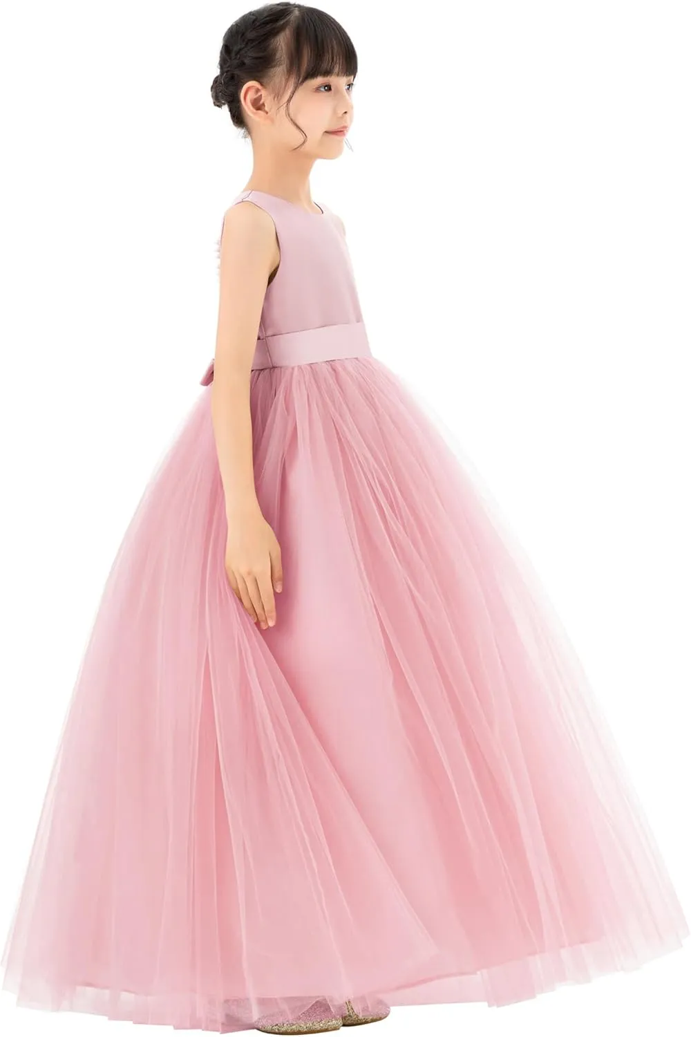 ekidsbridal Satin Heart Cutout Flower Girl Dresses Pearl Beaded Trim Pretty Princess P250