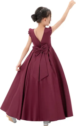 ekidsbridal Satin V-Back Flower Girl Dresses with Rhinestone Dance Recital Gown 326