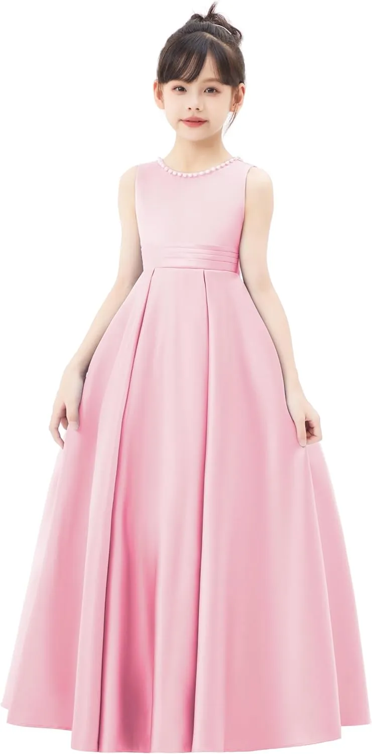 ekidsbridal V-Back Satin A-Line Flower Girl Dress for Pretty Princess Beauty Pageants 327