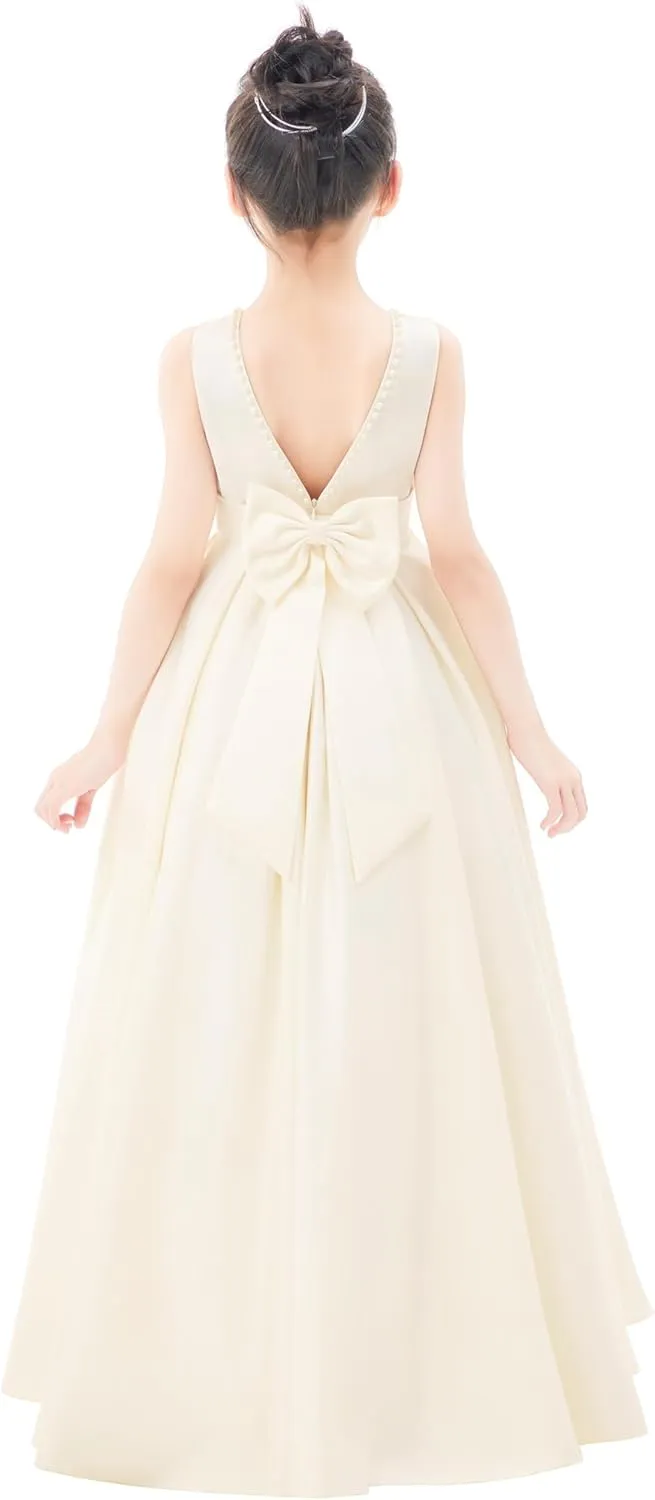 ekidsbridal V-Back Satin A-Line Flower Girl Dress for Pretty Princess Beauty Pageants 327