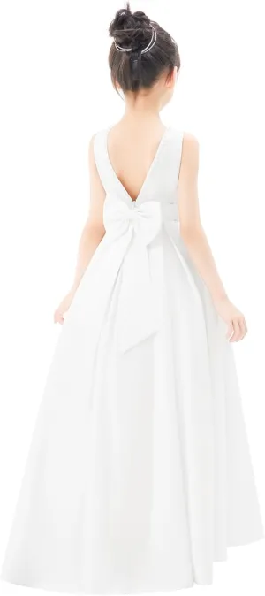 ekidsbridal V-Back Satin A-Line Flower Girl Dress for Pretty Princess Beauty Pageants 327