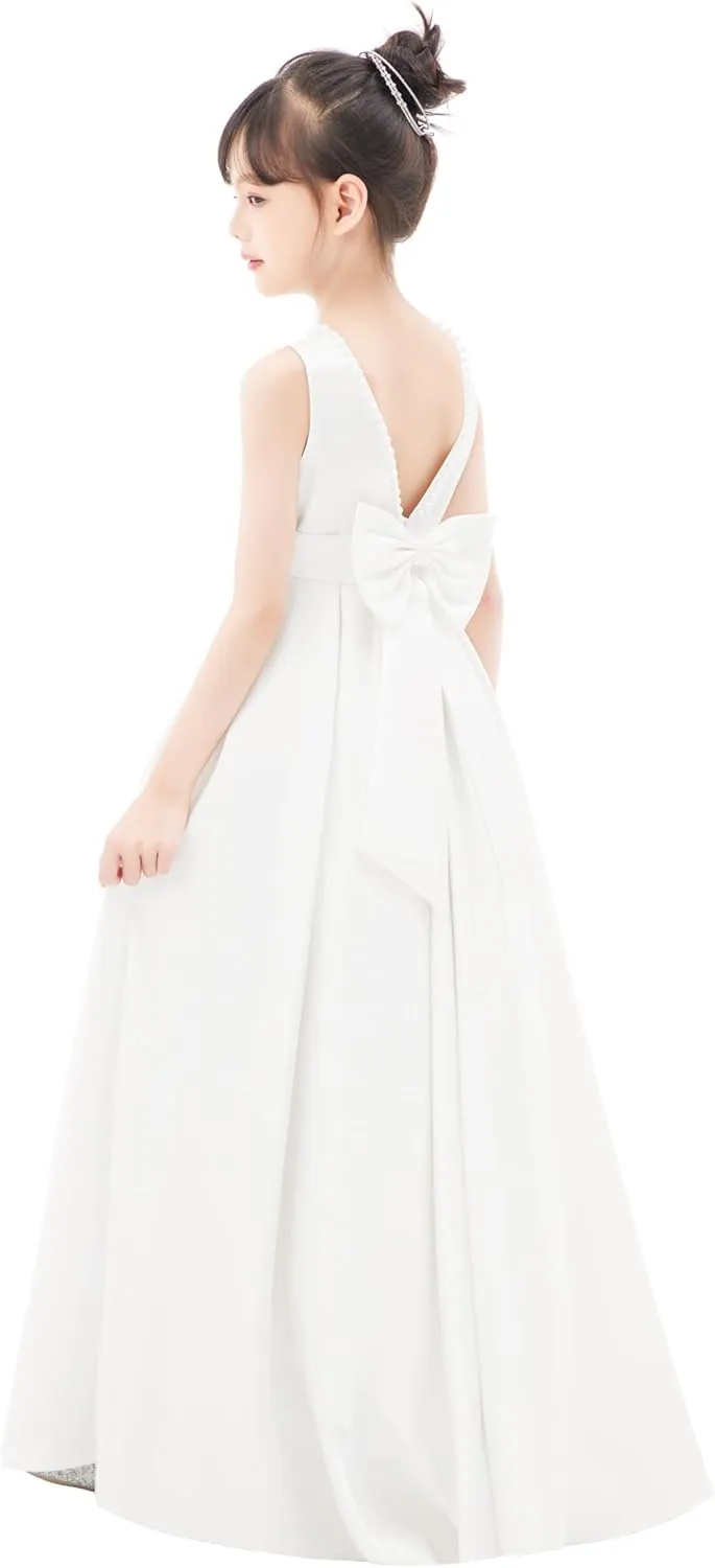 ekidsbridal V-Back Satin A-Line Flower Girl Dress for Pretty Princess Beauty Pageants 327