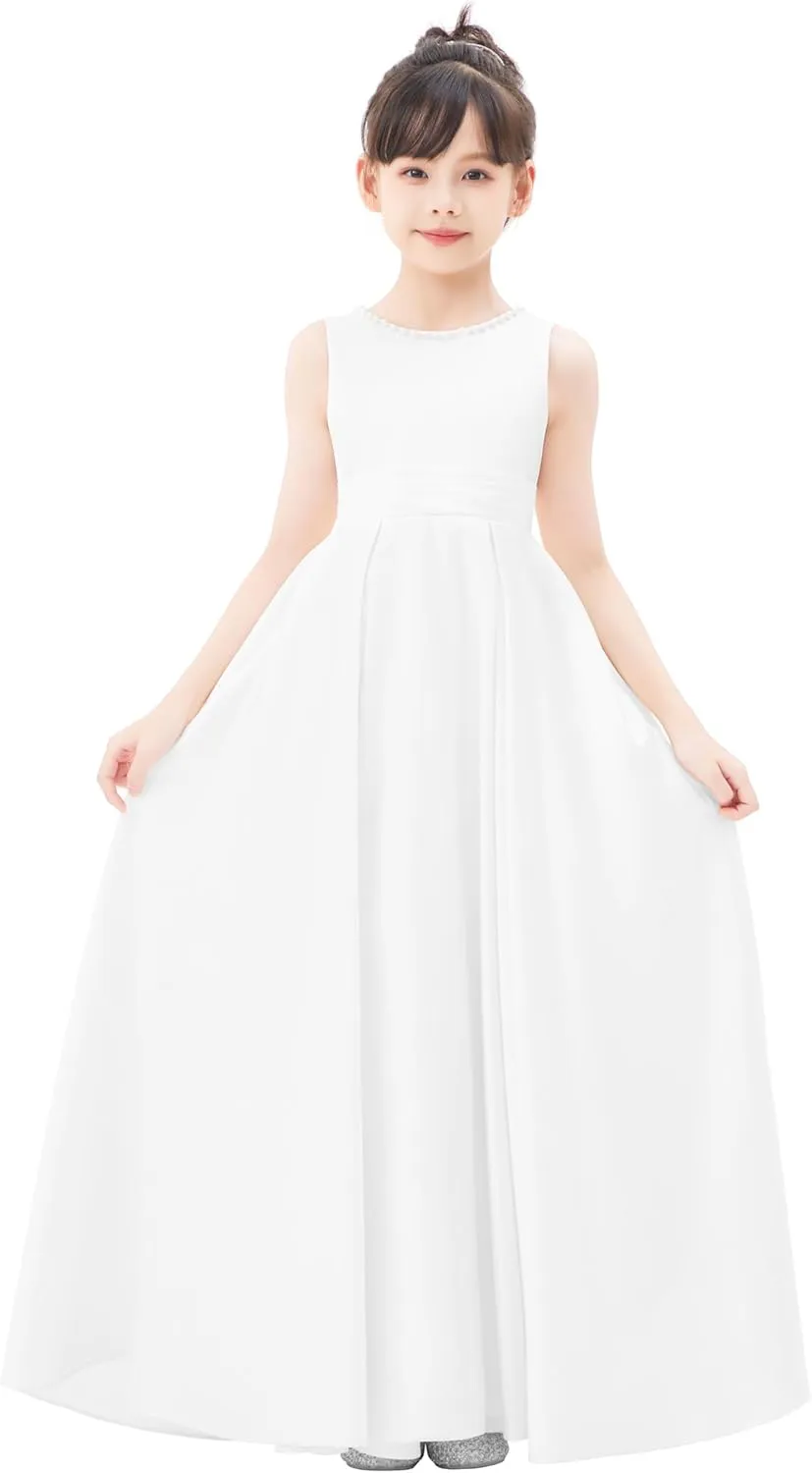 ekidsbridal V-Back Satin A-Line Flower Girl Dress for Pretty Princess Beauty Pageants 327