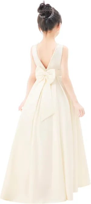 ekidsbridal V-Back Satin A-Line Flower Girl Dress for Pretty Princess Beauty Pageants 327