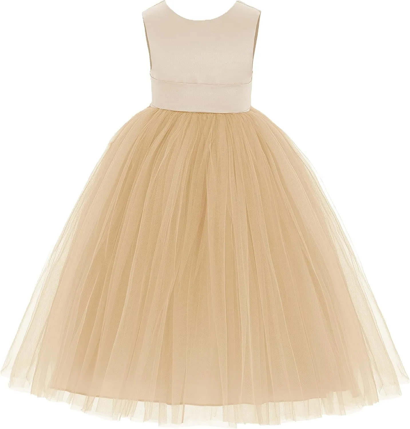 ekidsbridal V-Back Satin Flower Girl Dress Toddler Communion Gown Formal Dresses 219