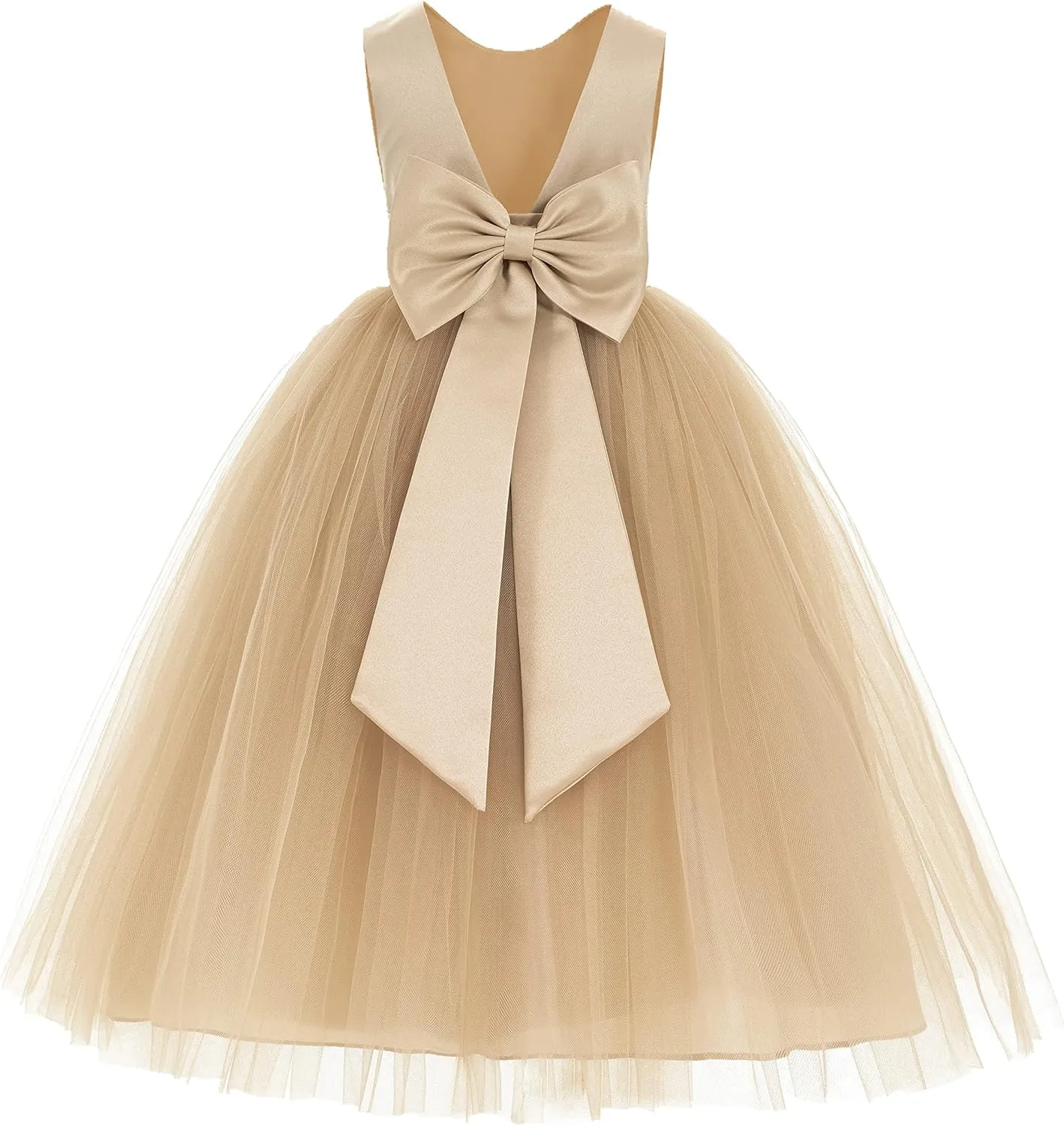 ekidsbridal V-Back Satin Flower Girl Dress Toddler Communion Gown Formal Dresses 219