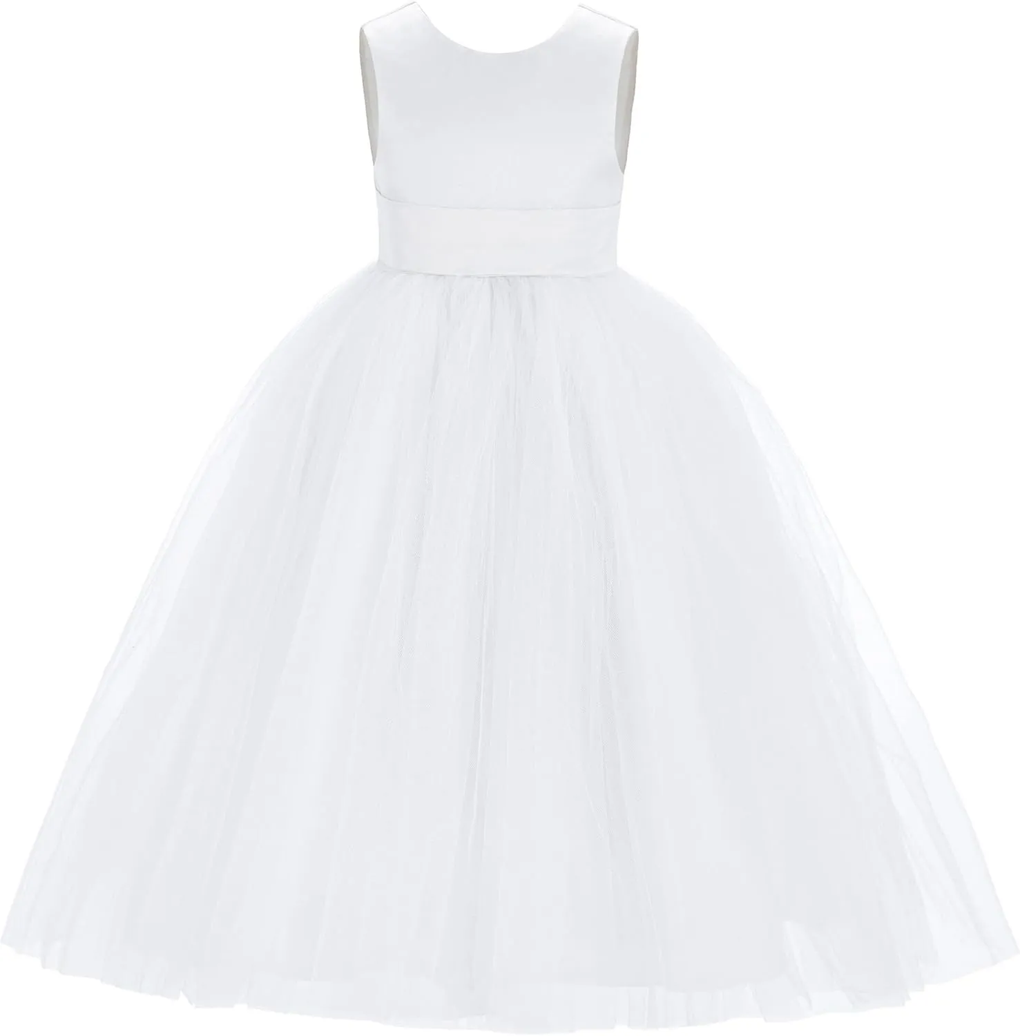 ekidsbridal V-Back Satin Tulle Flower Girl Dresses for Toddlers Holy Baptism Gown 219