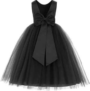 ekidsbridal V-Back Satin Tulle Flower Girl Dresses for Toddlers Holy Baptism Gown 219