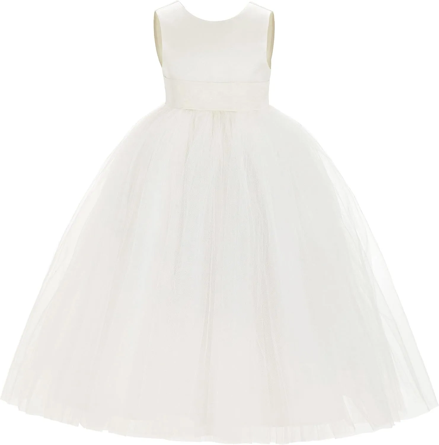 ekidsbridal V-Back Satin Tulle Flower Girl Dresses for Toddlers Holy Baptism Gown 219