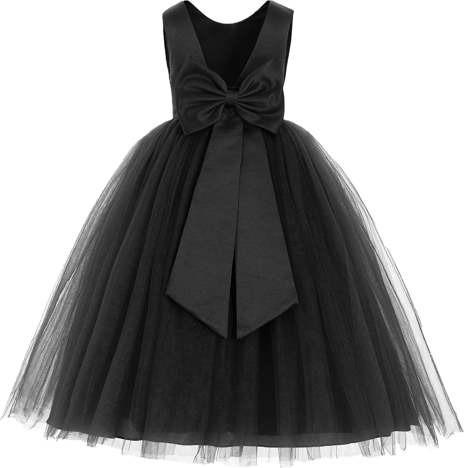 ekidsbridal V-Back Satin Tulle Flower Girl Dresses for Toddlers Holy Baptism Gown 219
