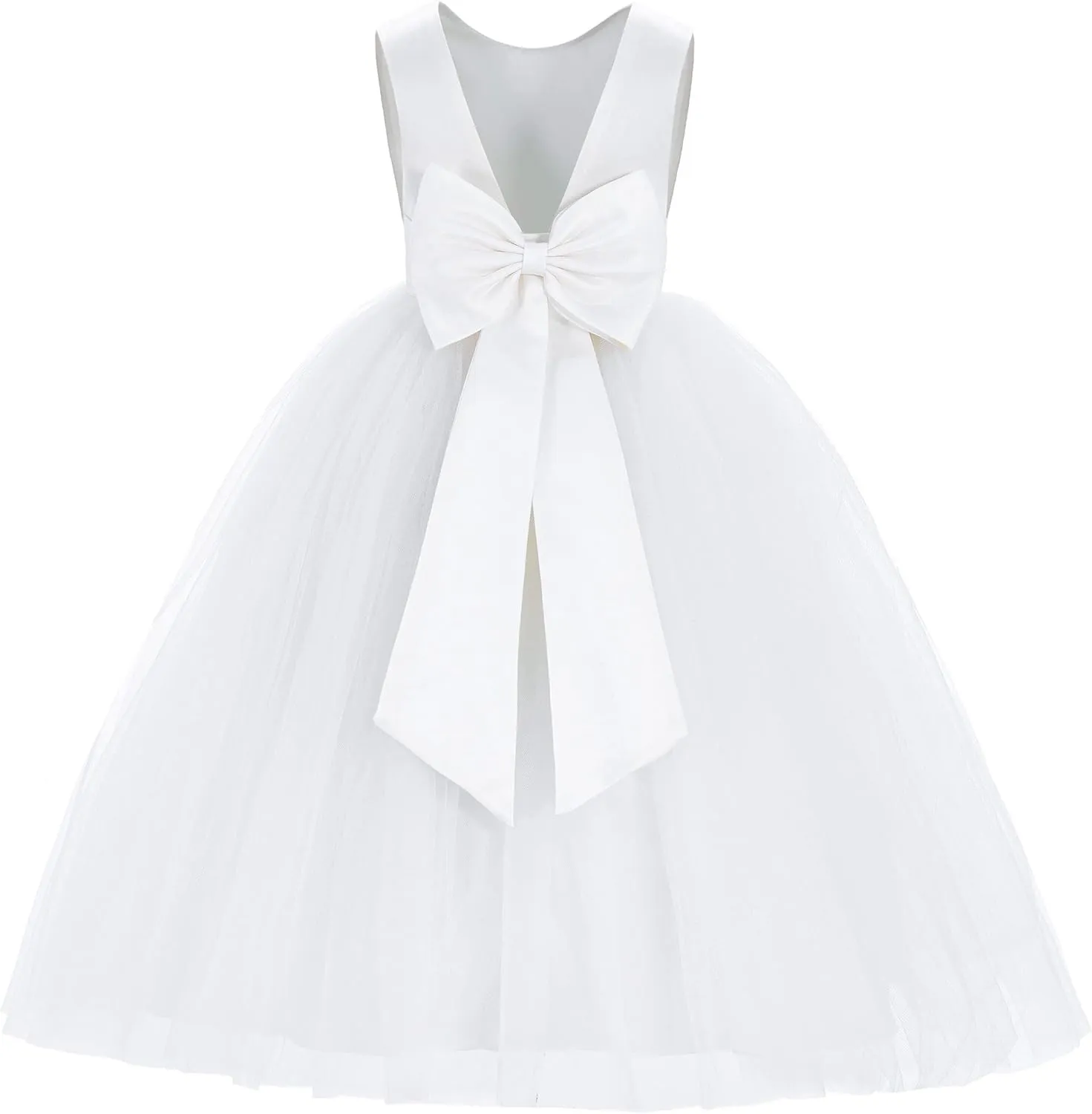 ekidsbridal V-Back Satin Tulle Flower Girl Dresses for Toddlers Holy Baptism Gown 219