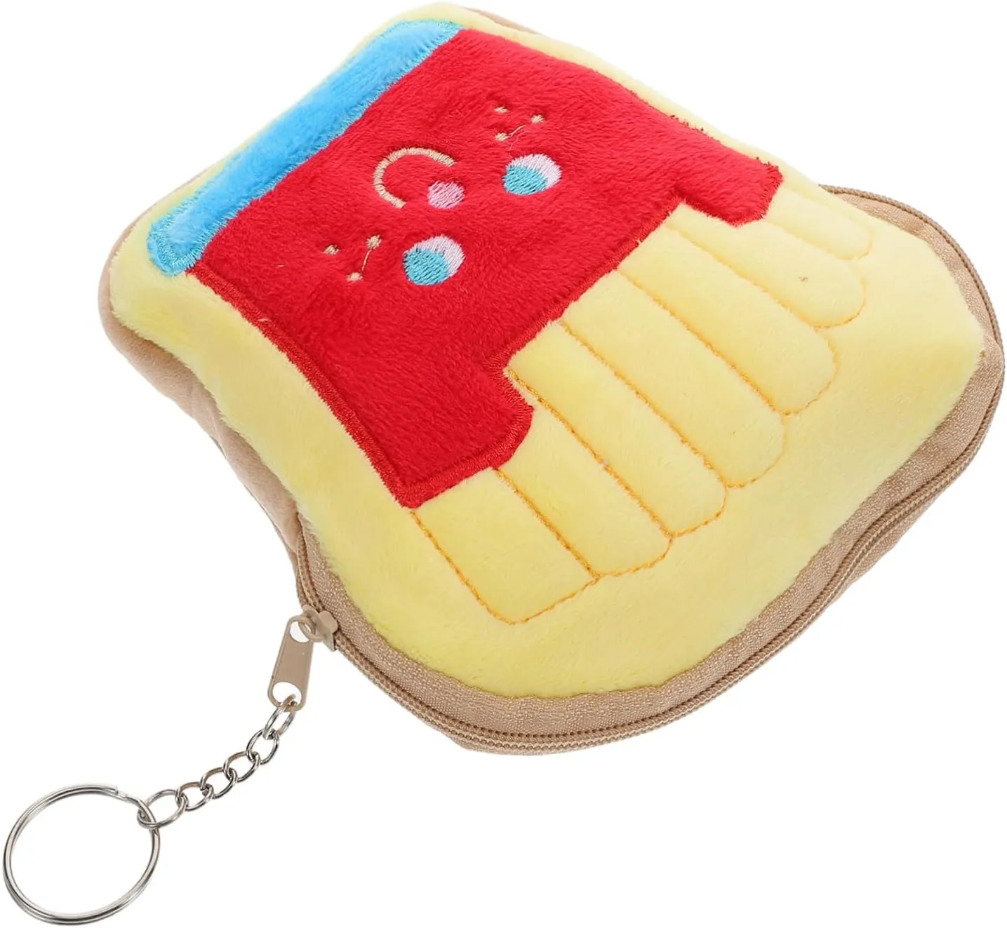 Elegant French Fries Coin Purse Women's Girls Keychain Pouch Plush Material Compact Change Purse Wallet Fashionable Cash Storage Pouch
