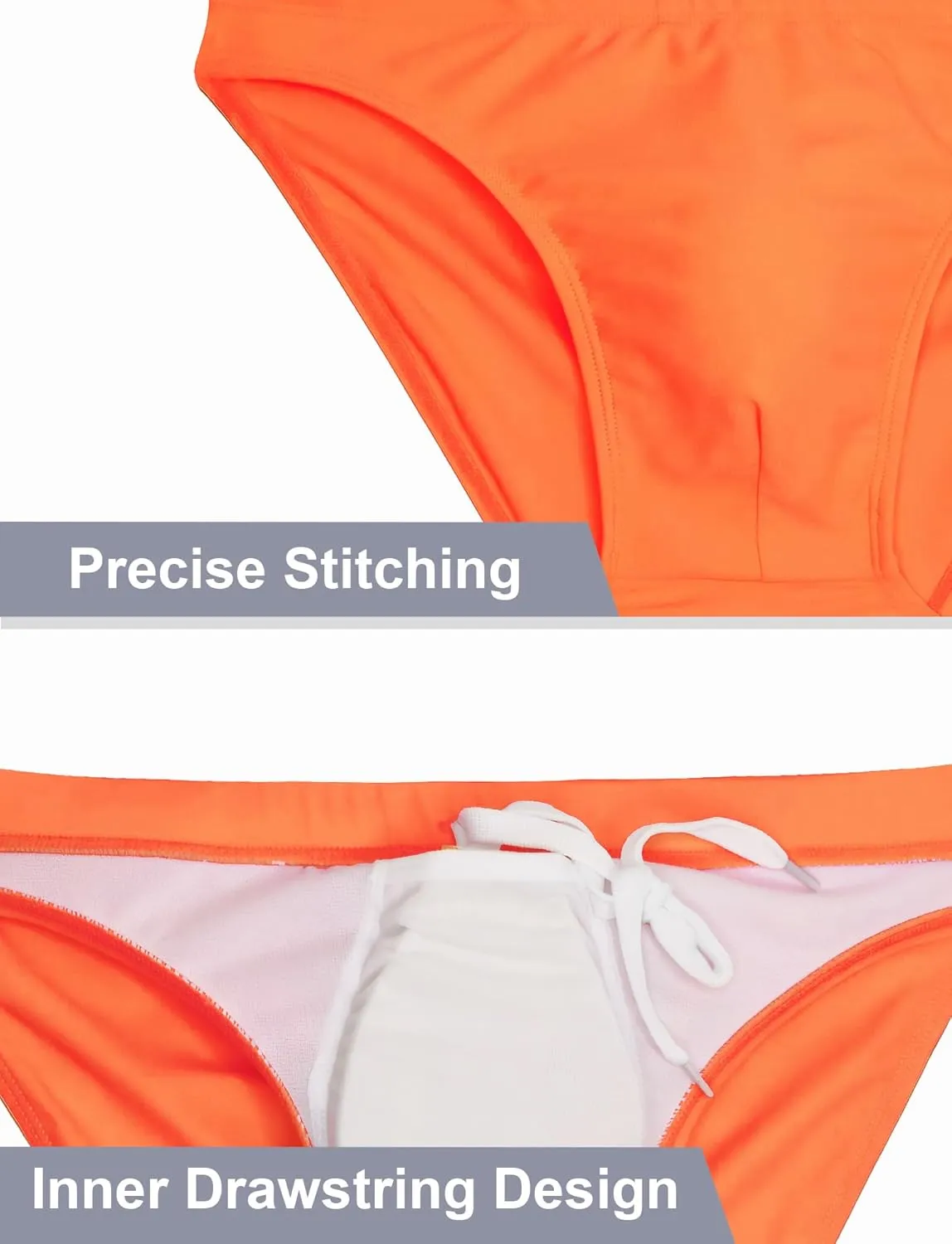 FEOYA Mens Swim Briefs Solid Padded Bikini Swimsuit Basic Quick Dry Swimwear with Drawstring