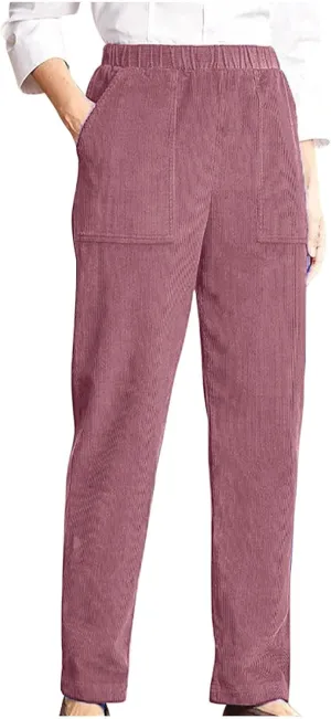 Firzero Women's High Waisted Corduroy Pants with Pockets Casual Straight Leg Pants Comfy Work Trousers Relaxed Jogger Pants