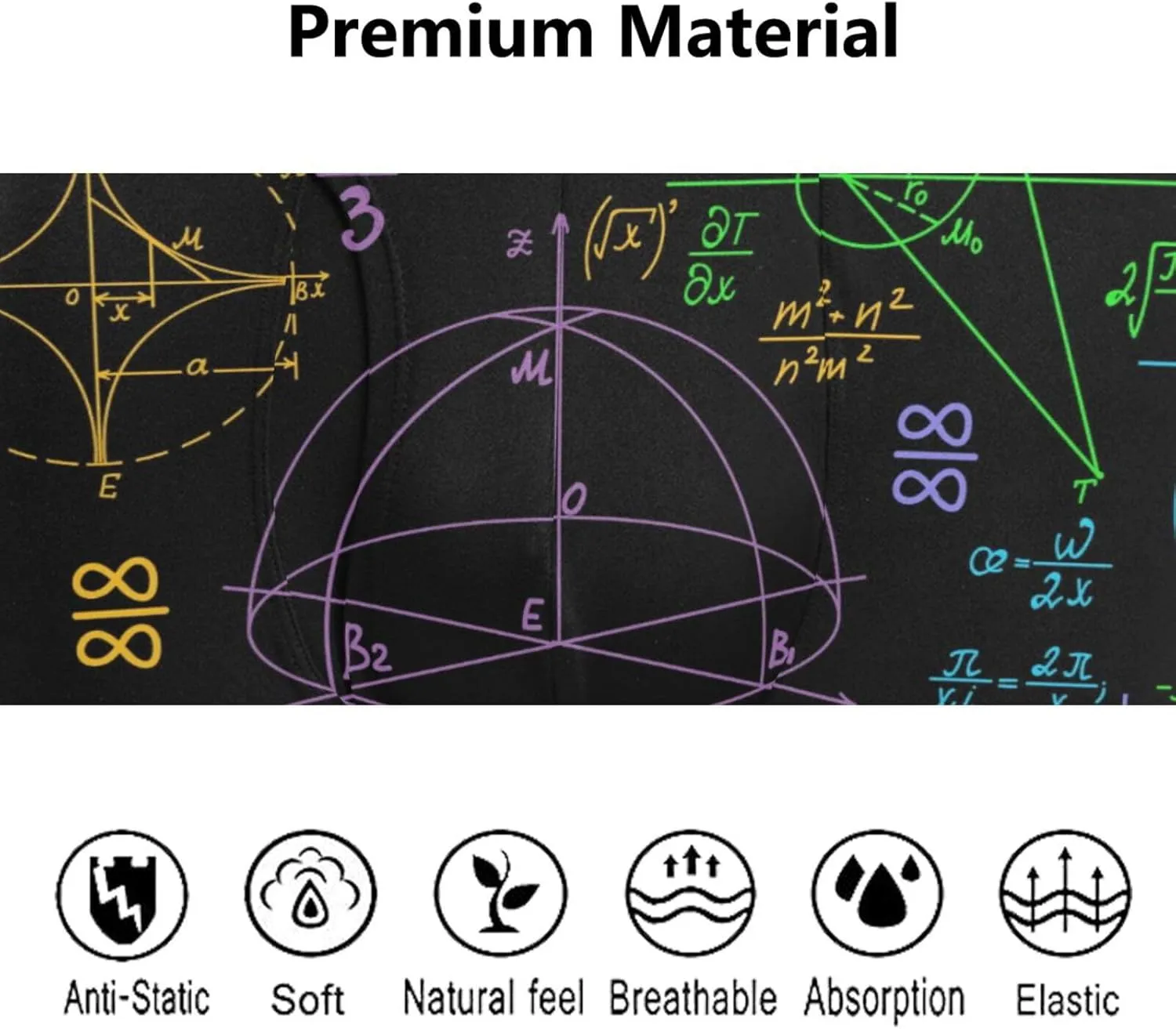 Funny Mathematical Graphics Mens Boxer Briefs Stretch Breathable Underwear Fly Front With Pouch S-XXL