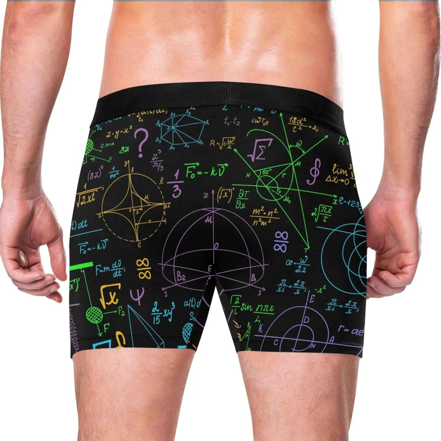 Funny Mathematical Graphics Mens Boxer Briefs Stretch Breathable Underwear Fly Front With Pouch S-XXL