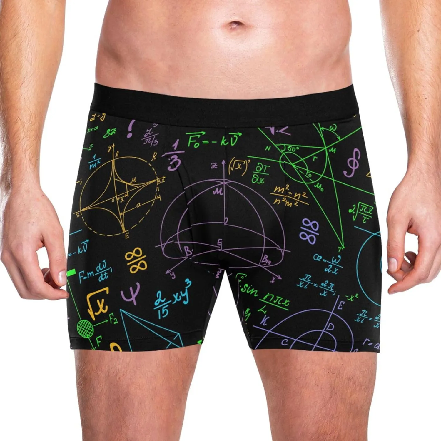 Funny Mathematical Graphics Mens Boxer Briefs Stretch Breathable Underwear Fly Front With Pouch S-XXL