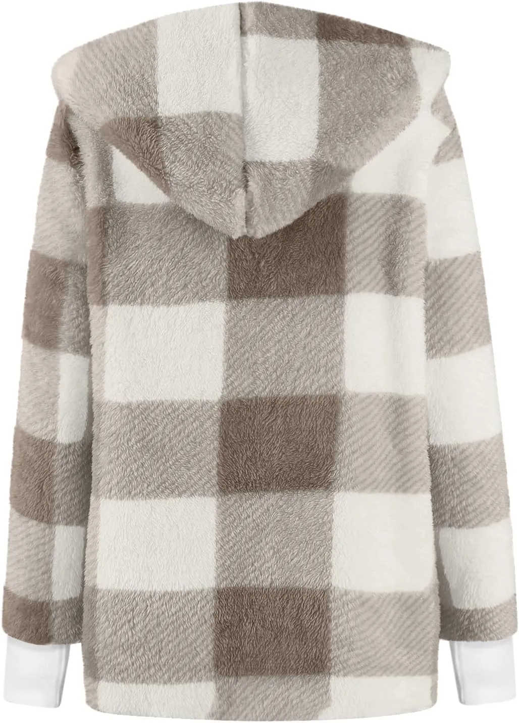 GOFULY Womens Winter Coats Trendy Fuzzy Fleece Hoodies Open Front Fall Sherpa Jackets Warm Plaid Cardigans Casual Outerwear