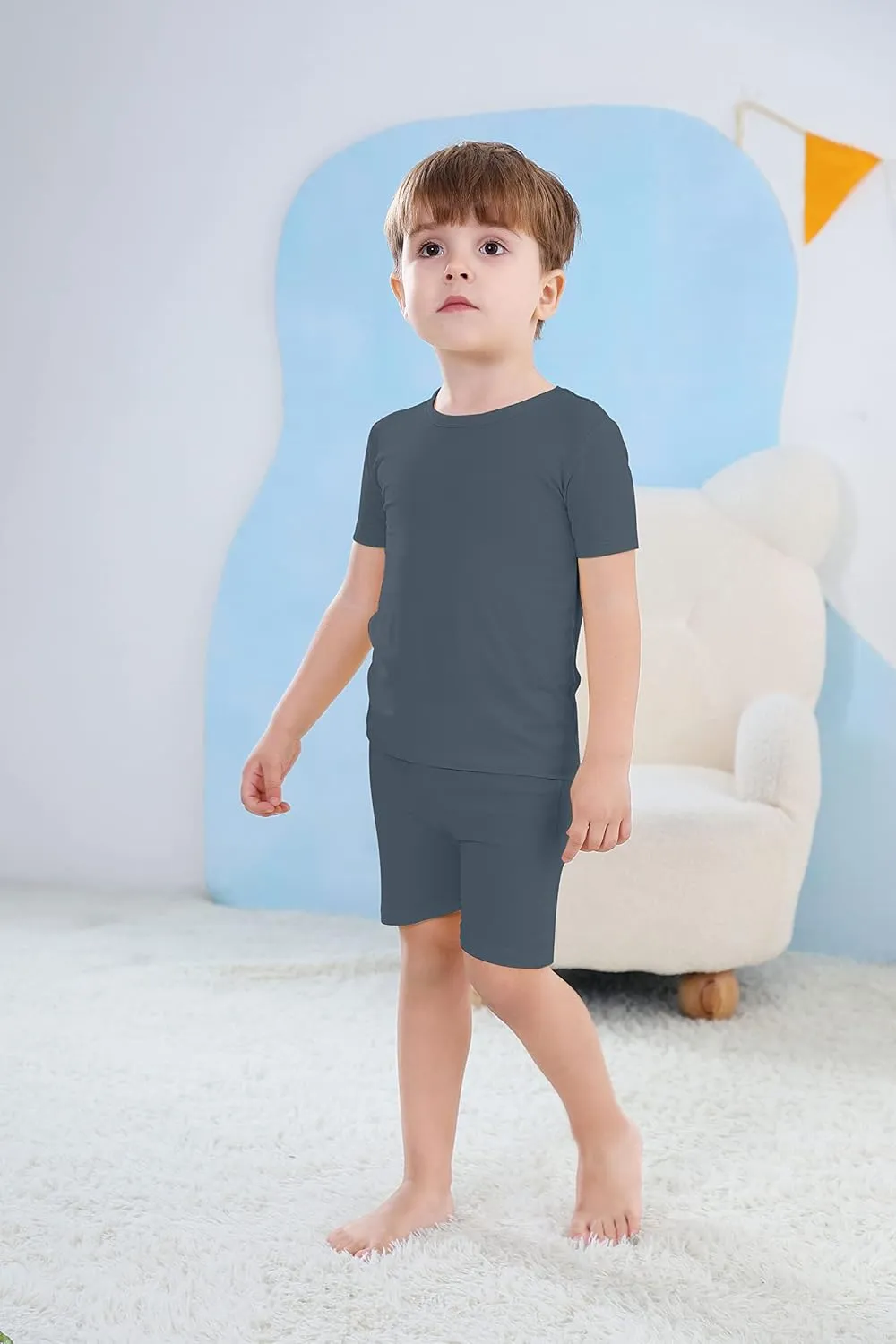 GUISBY Rayon of Bamboo Baby Toddler Kids Girls Boys Soft Short Pjs Cool Summer Pajamas 2pcs Sets