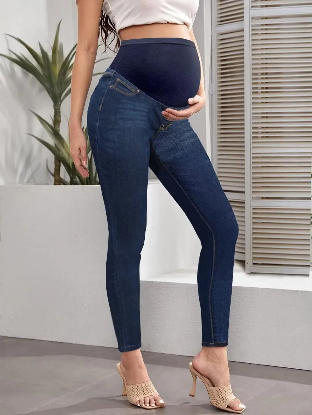 Hybrid & Company Maternity Women's Super Comfy Ultra Stretch Skinny Jeans