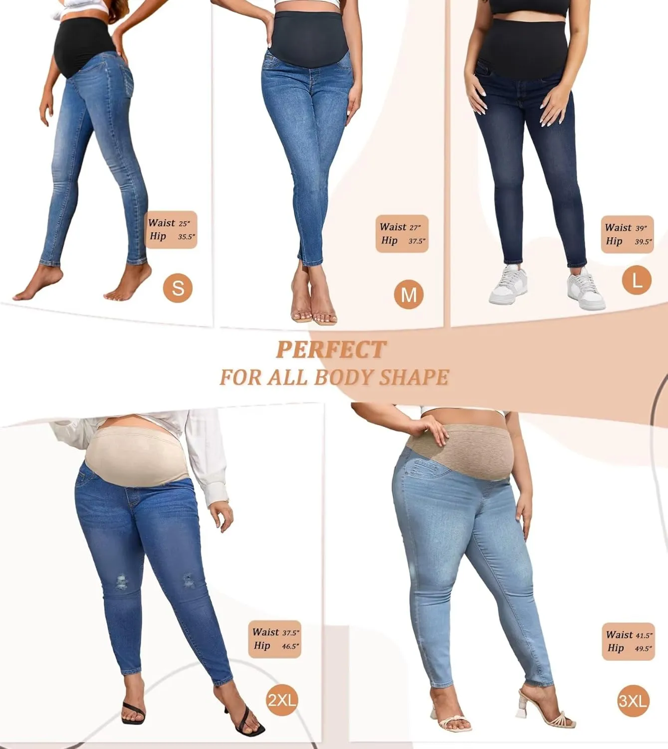 Hybrid & Company Maternity Women's Super Comfy Ultra Stretch Skinny Jeans