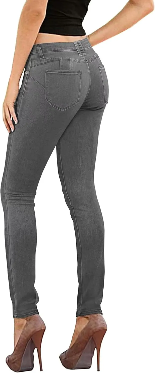 Hybrid & Company Women's Butt Lift Super Comfy Stretch Ripped Skinny Jeans