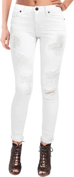 Hybrid & Company Women's Butt Lift Super Comfy Stretch Ripped Skinny Jeans