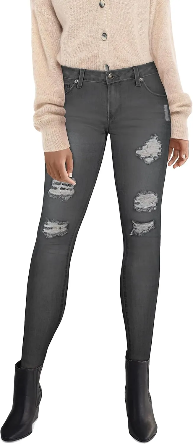 Hybrid & Company Women's Butt Lift Super Comfy Stretch Ripped Skinny Jeans