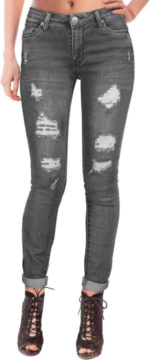 Hybrid & Company Women's Butt Lift Super Comfy Stretch Ripped Skinny Jeans