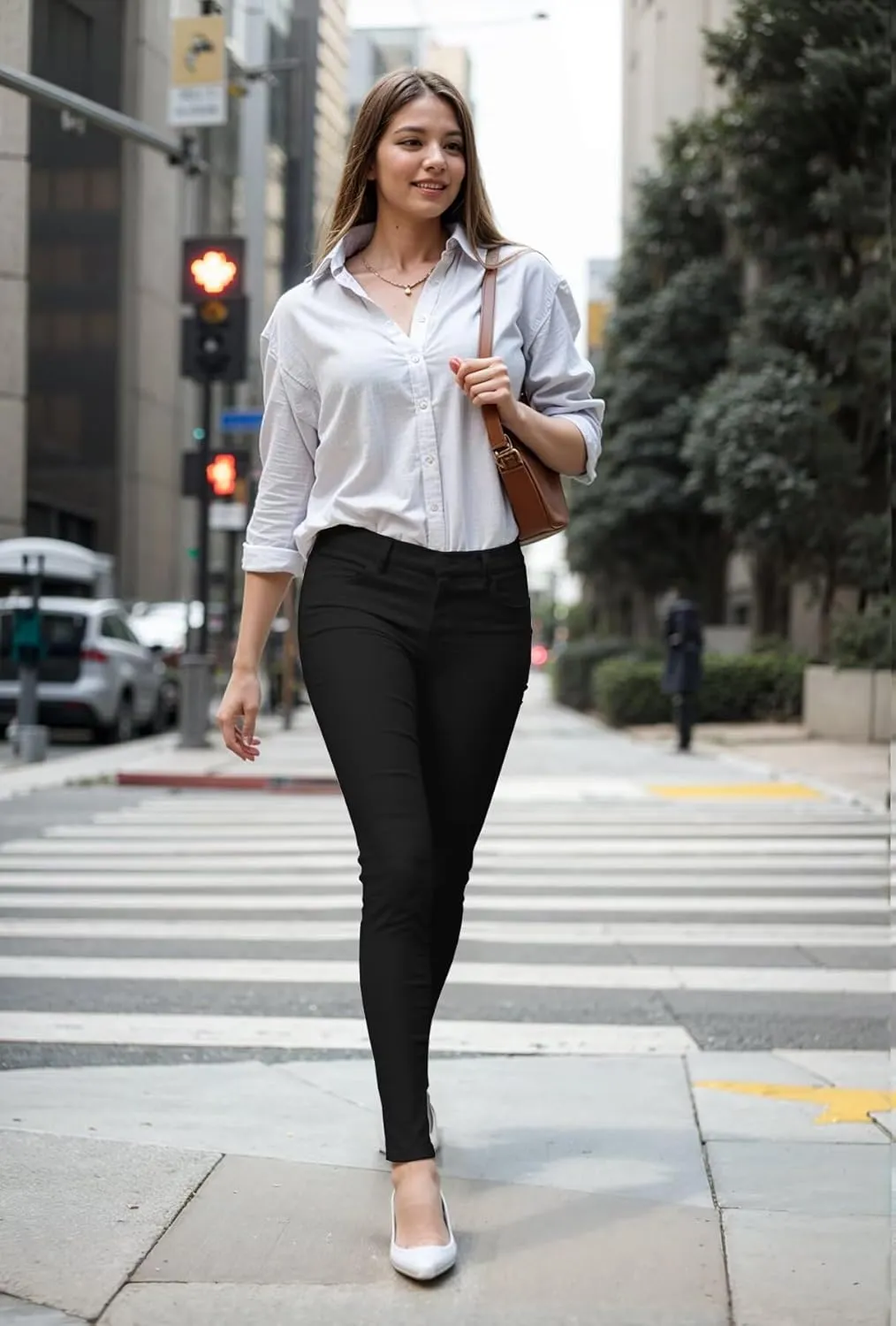 Hybrid & Company Womens Hyper Ultra Stretch Comfy Skinny Leg Work Casual Pants