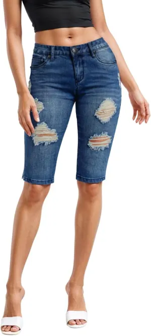 Hybrid & Company Womens Ultra Comfy Butt Lift Stretch Bermuda City Shorts