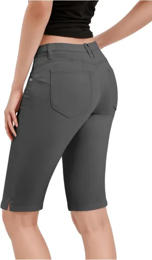 Hybrid & Company Womens Ultra Comfy Butt Lift Stretch Bermuda City Shorts