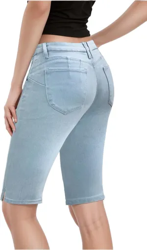 Hybrid & Company Womens Ultra Comfy Butt Lift Stretch Bermuda City Shorts