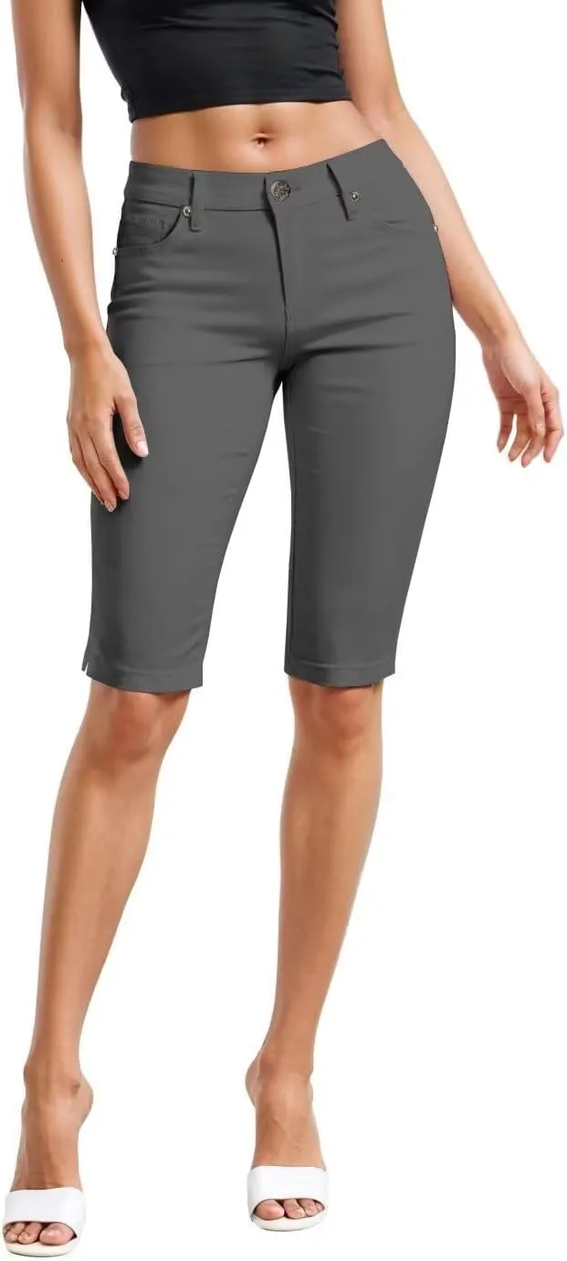 Hybrid & Company Womens Ultra Comfy Butt Lift Stretch Bermuda City Shorts