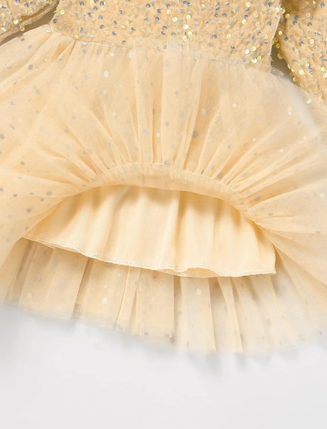 IDOPIP Toddler Girls Sequins Velvet Tutu Dress Glitter Christmas Tiered Mesh Dress Winter Long Sleeve Princess Pageant Dress