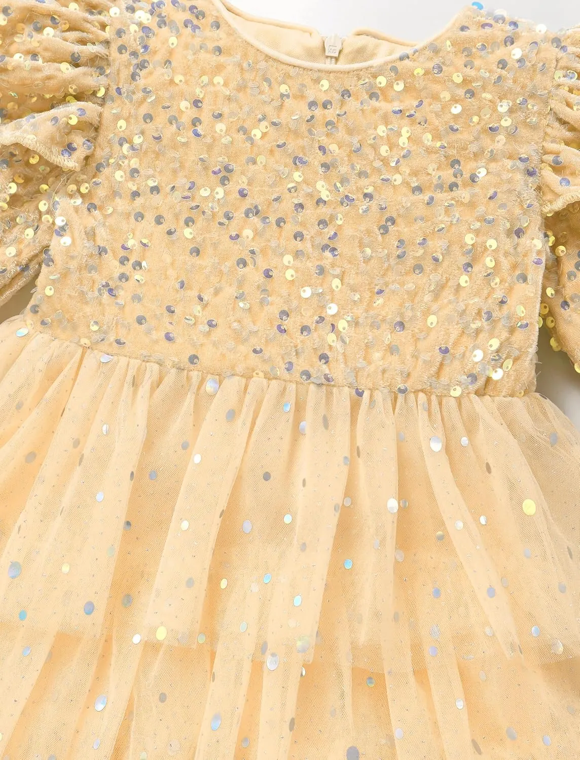 IDOPIP Toddler Girls Sequins Velvet Tutu Dress Glitter Christmas Tiered Mesh Dress Winter Long Sleeve Princess Pageant Dress