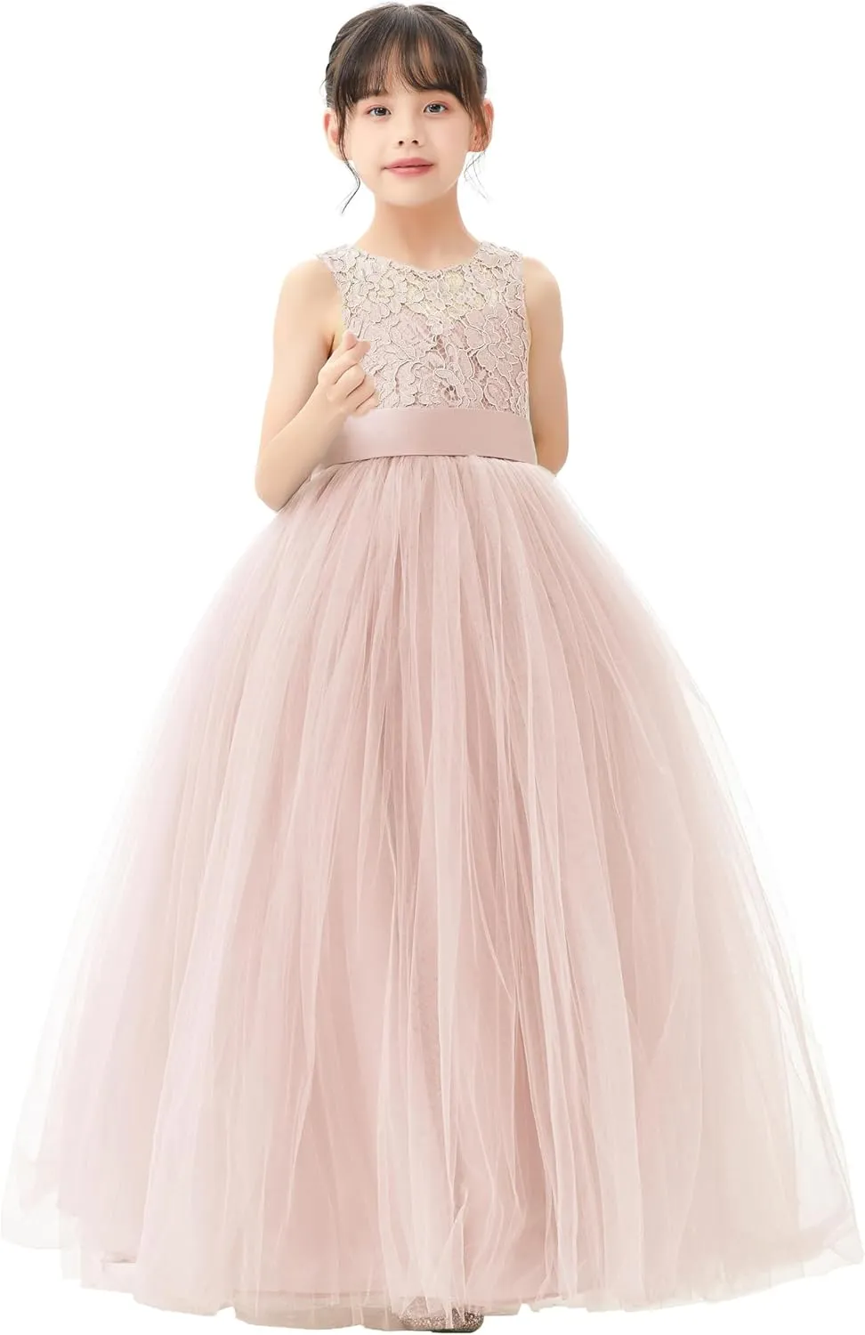 Illusion Lace Flower Girl Dresses for Pageant Occasions Junior Bridesmaid 331