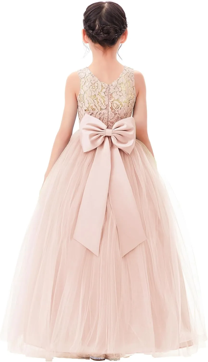 Illusion Lace Flower Girl Dresses for Pageant Occasions Junior Bridesmaid 331