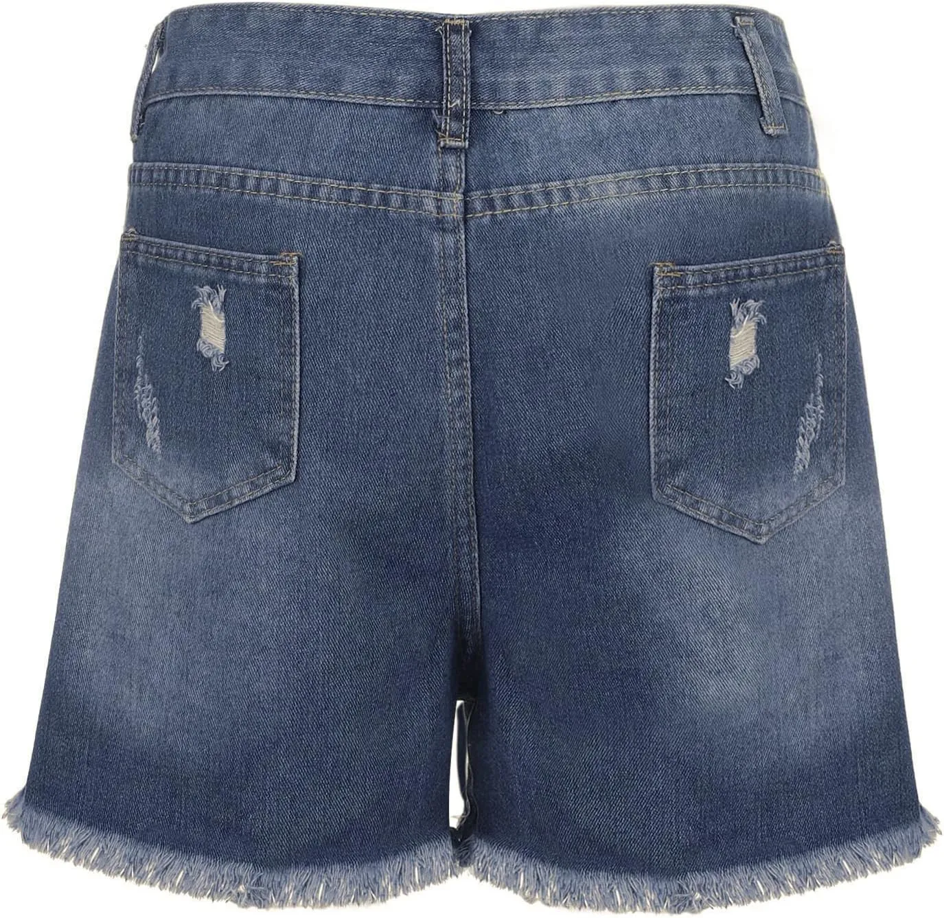 Jean Shorts Womens Stretchy High Waisted Ripped Shorts with Pockets Trendy Distressed Cuffed Hem Denim Hot Shorts