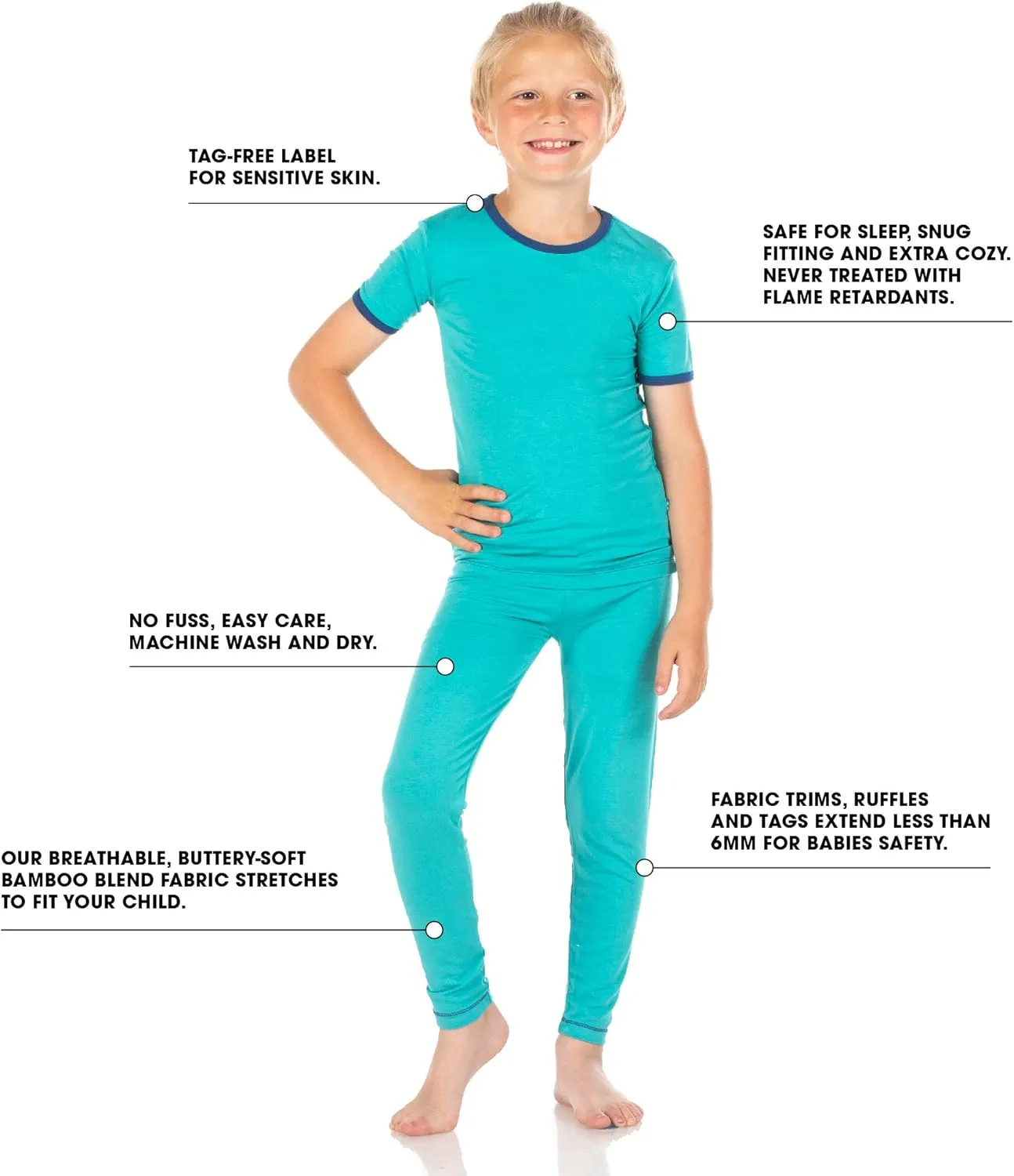 KicKee Print Pajama Set with Long Sleeve Tee, Baby to Kid Super Soft Fitted Pajamas